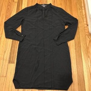 Per Se Silk Black Long Sleeve Shift Dress